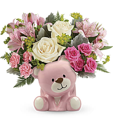Bundle of Love Bear - Pinks & Whites from Scott's House of Flowers in Lawton, OK
